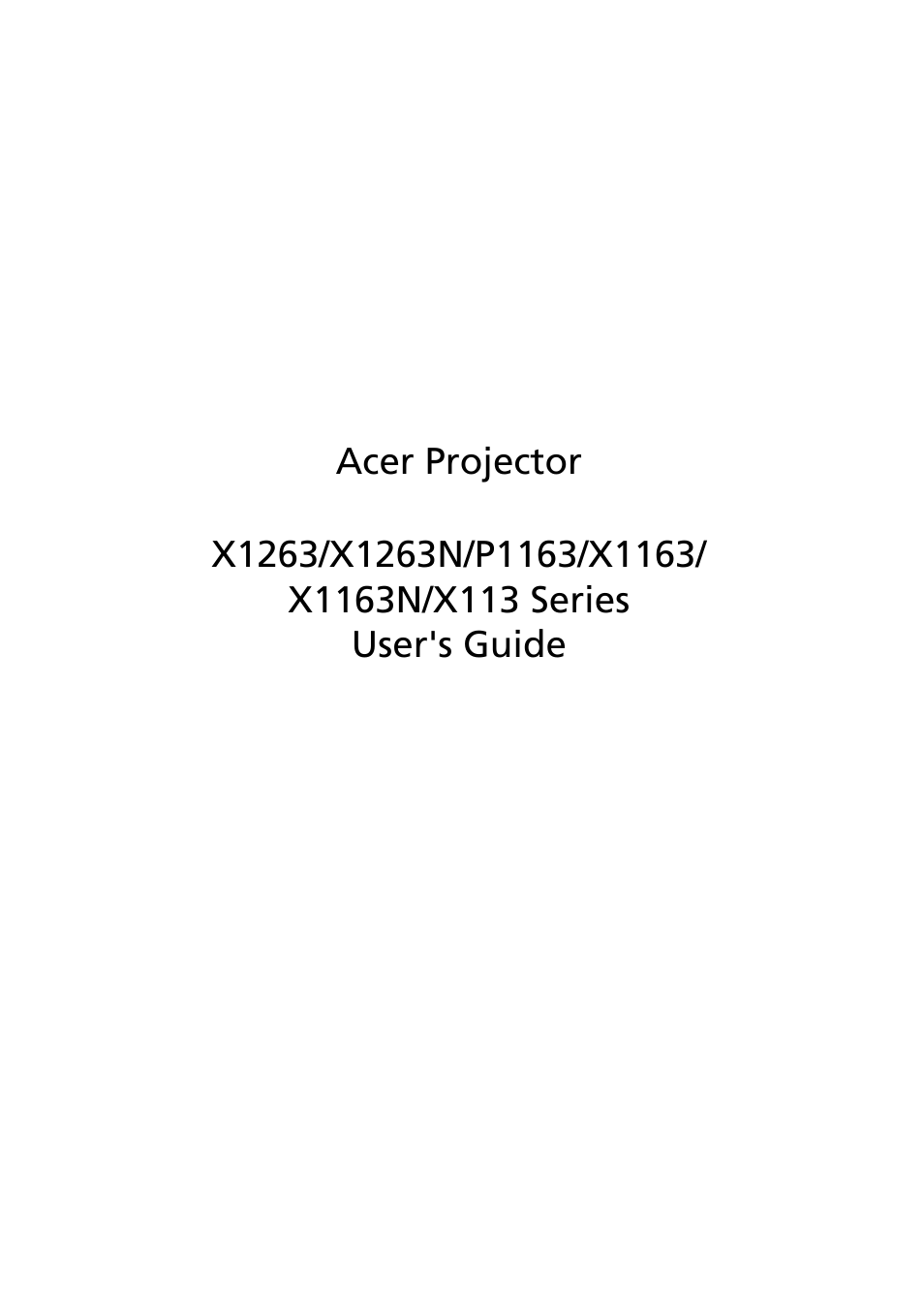 Acer X1263N User Manual | 57 pages