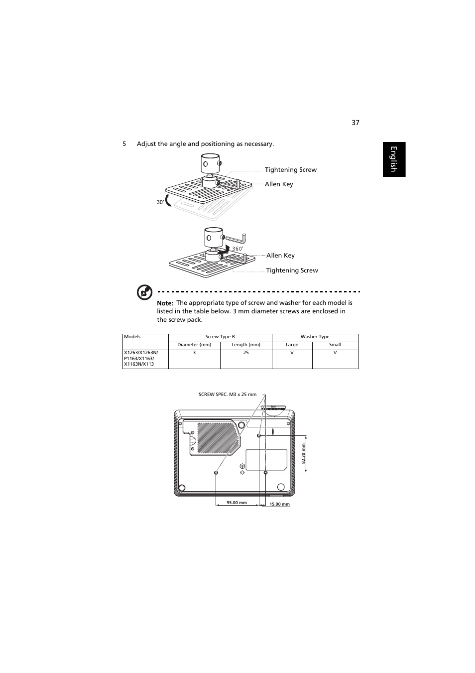 English | Acer X1263N User Manual | Page 47 / 57