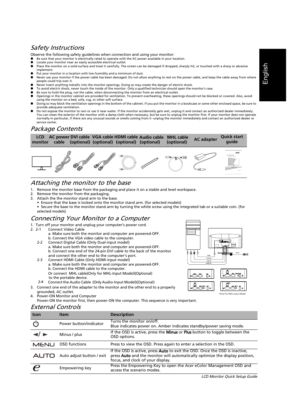 Acer Q226HQL User Manual | 2 pages