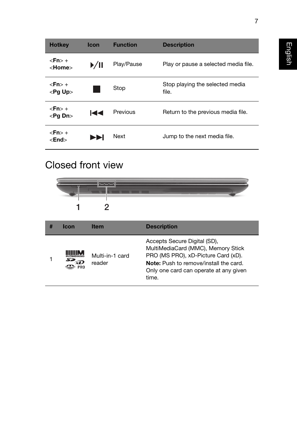 Closed front view | Acer Aspire 4755G User Manual | Page 7 / 11