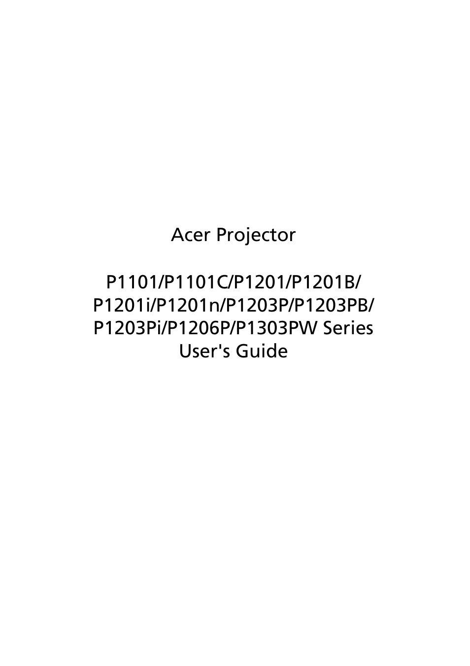 Acer P1203PB User Manual | 74 pages