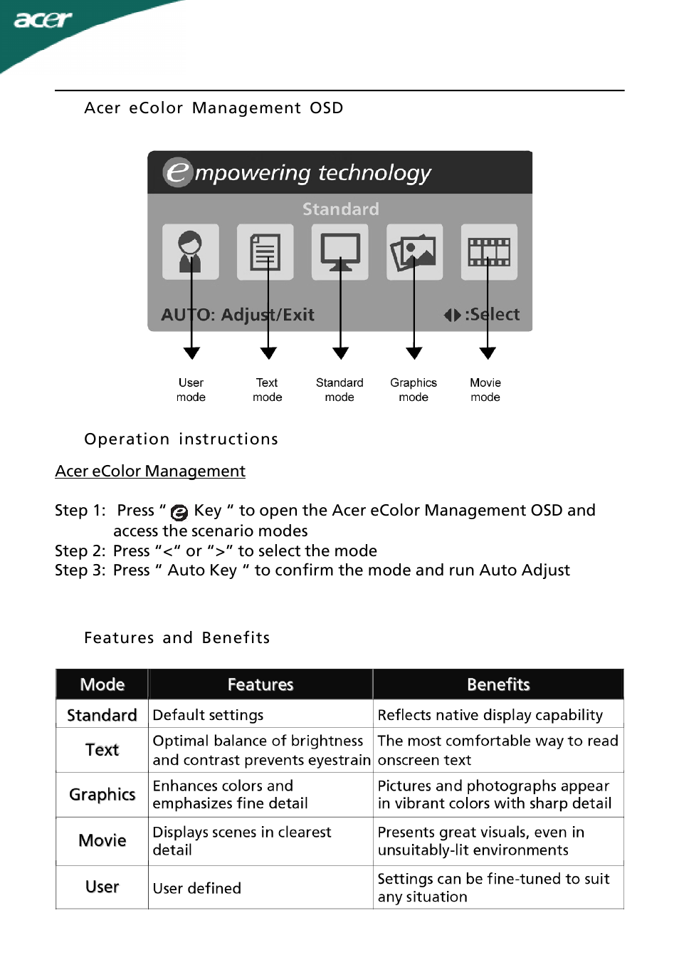 Acer B273HU User Manual | Page 21 / 26