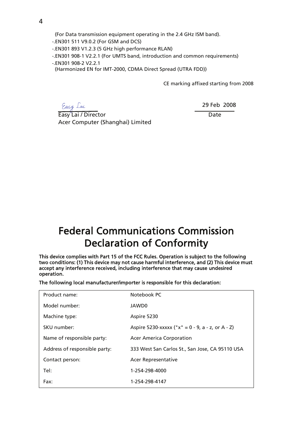 Acer Aspire 5230 User Manual | Page 4 / 13