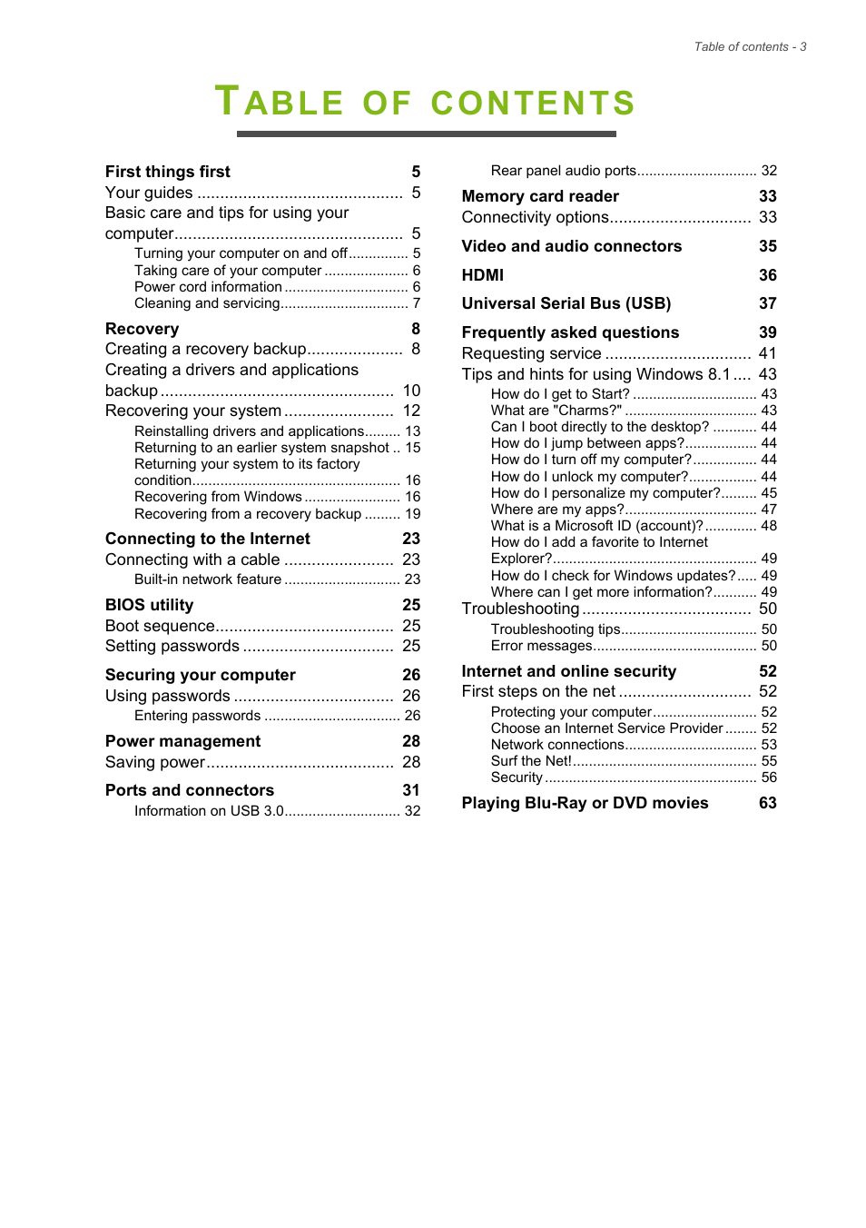 Acer Aspire TC-606 User Manual | Page 3 / 63