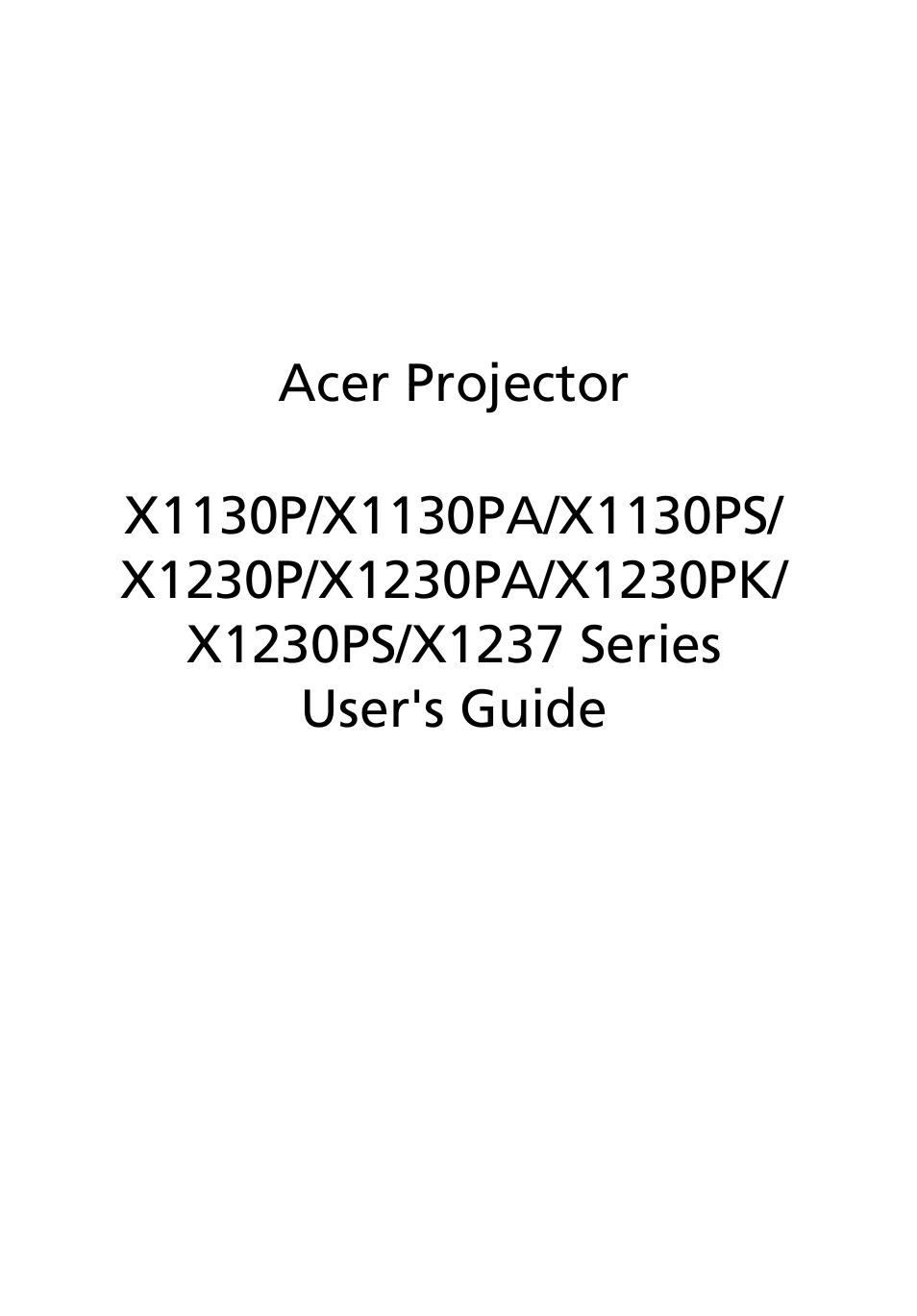 Acer X1237 User Manual | 57 pages