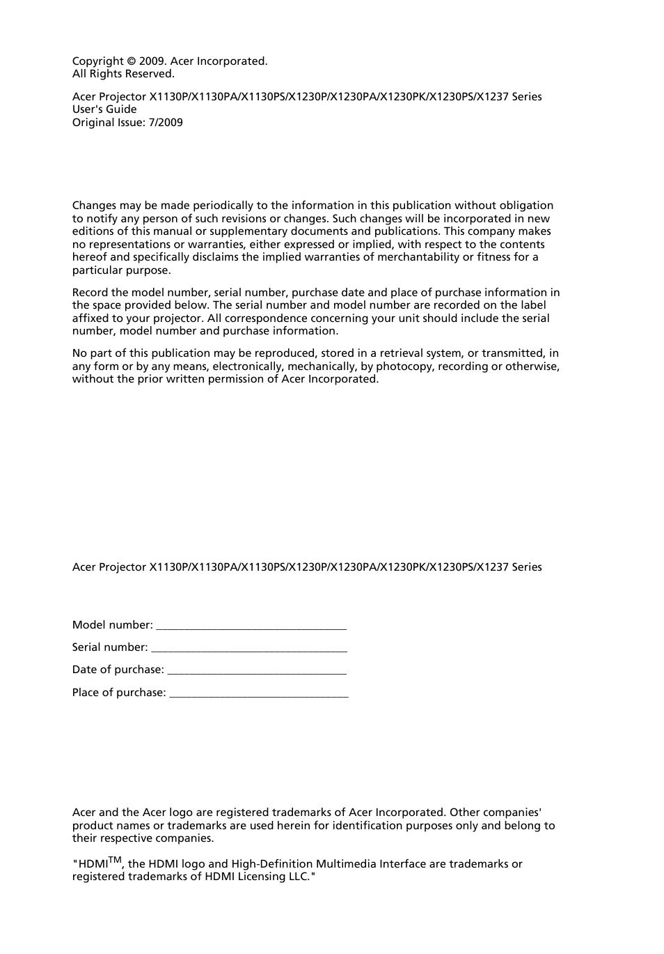 Acer X1237 User Manual | Page 2 / 57