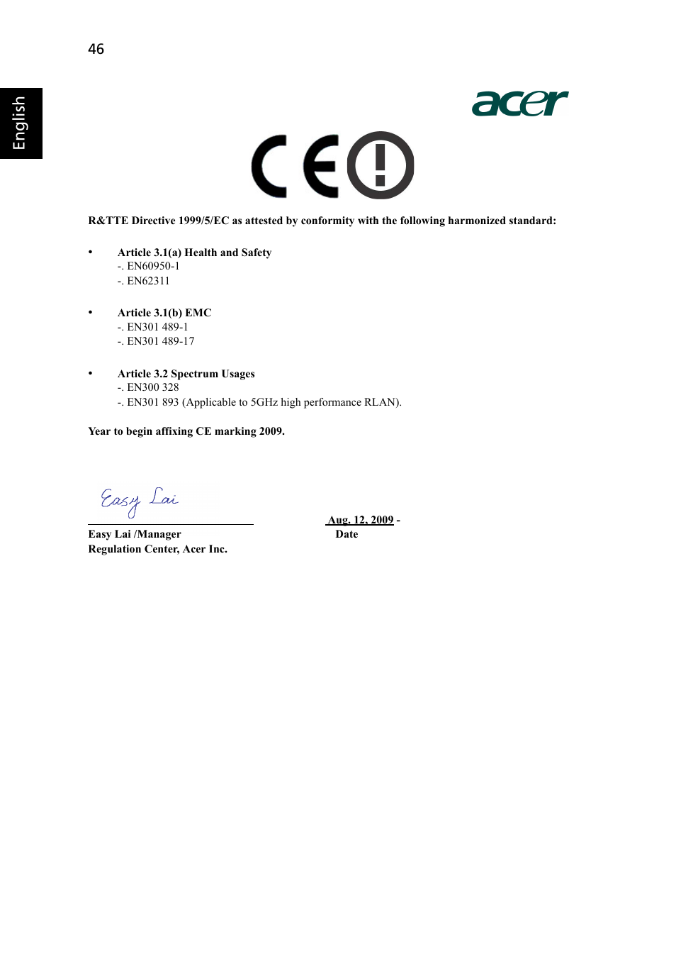 English | Acer X1237 User Manual | Page 56 / 57