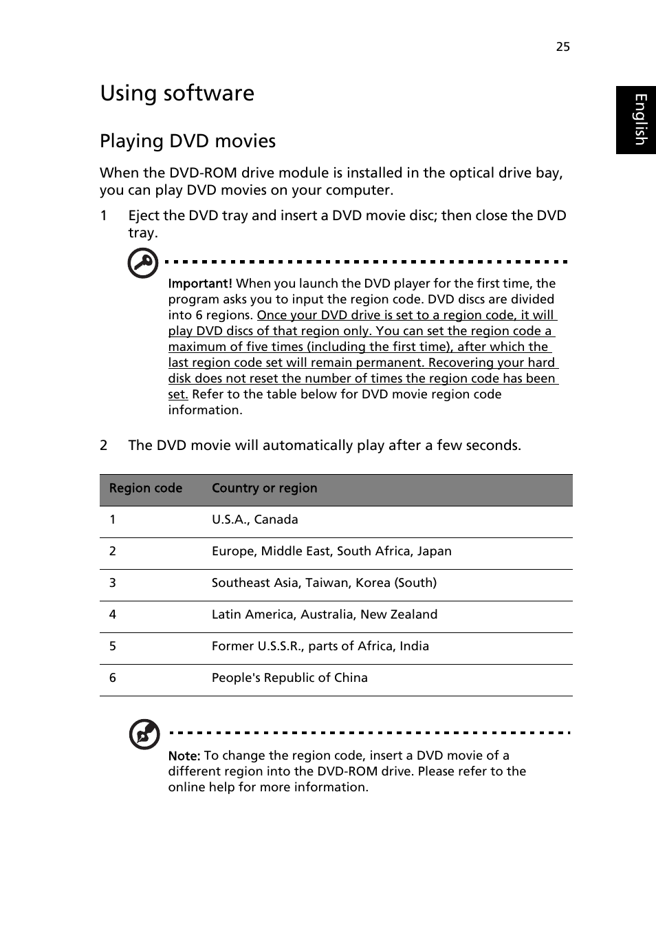 Using software, Playing dvd movies | Acer TravelMate 4050 User Manual | Page 33 / 92