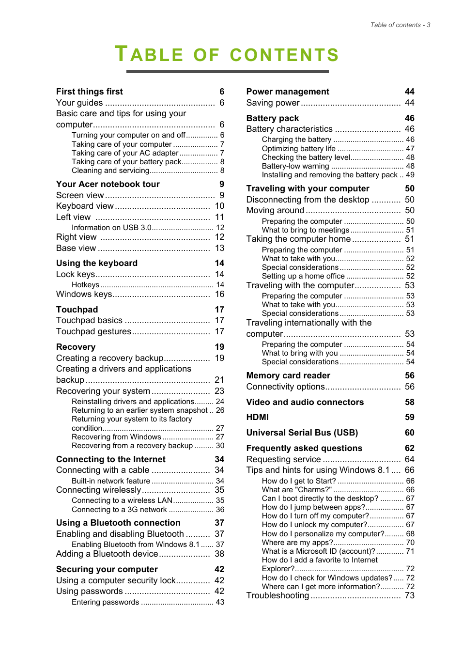 Acer Aspire E1-771 User Manual | Page 3 / 86