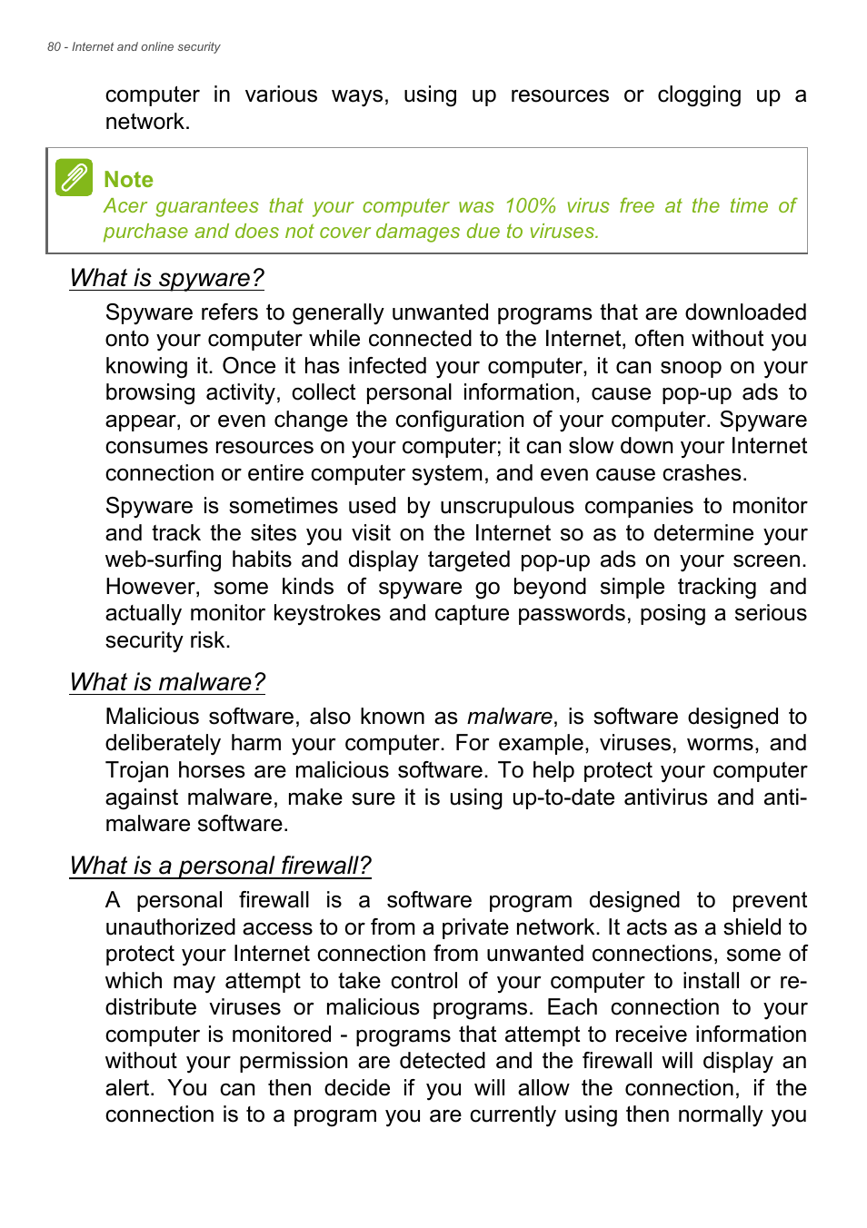 Acer Aspire E1-771 User Manual | Page 80 / 86