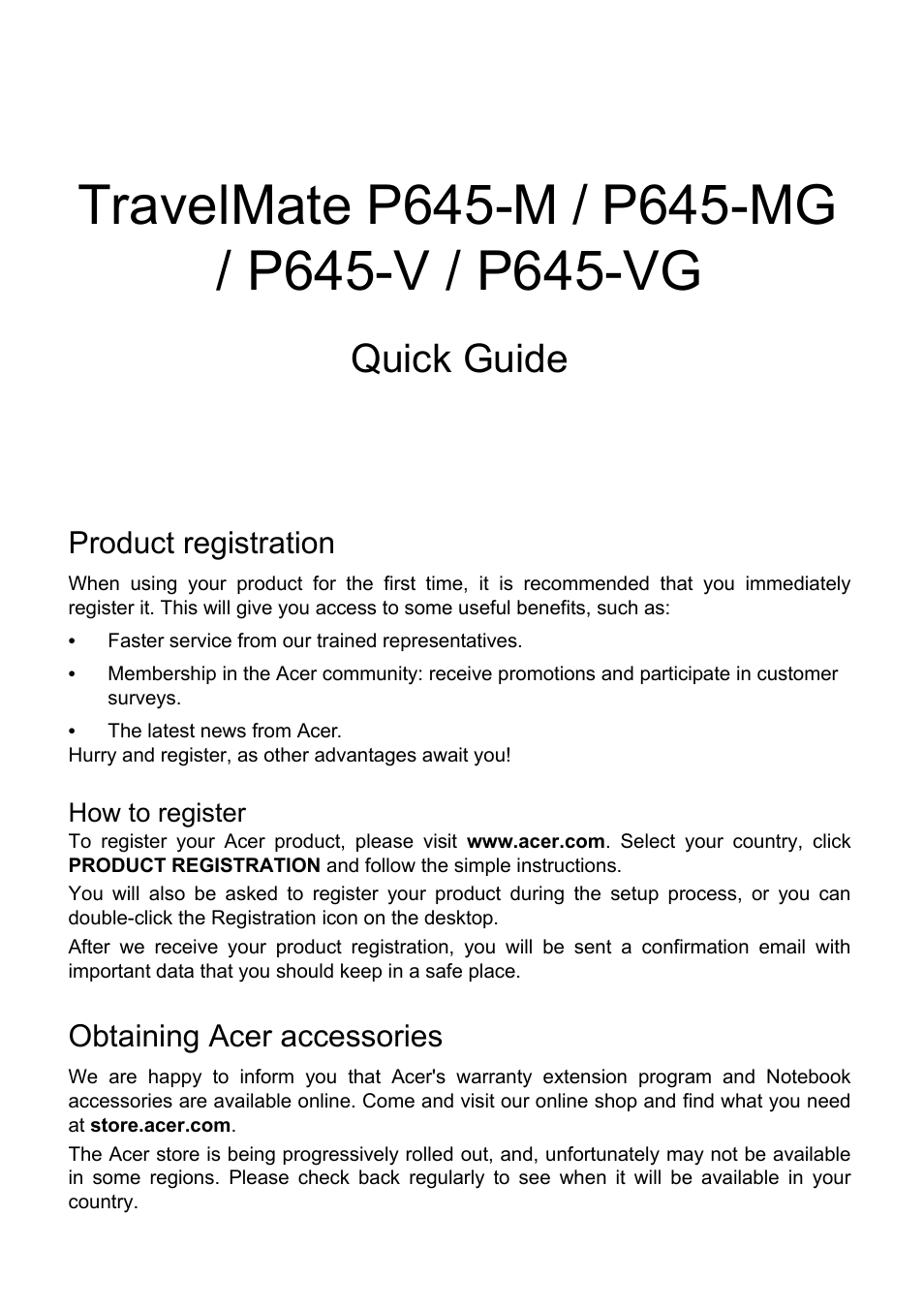 Acer TravelMate P645-V User Manual | 10 pages