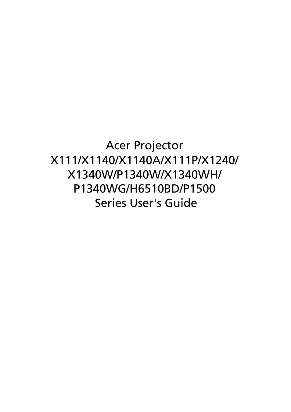 Acer P1500 User Manual | 70 pages