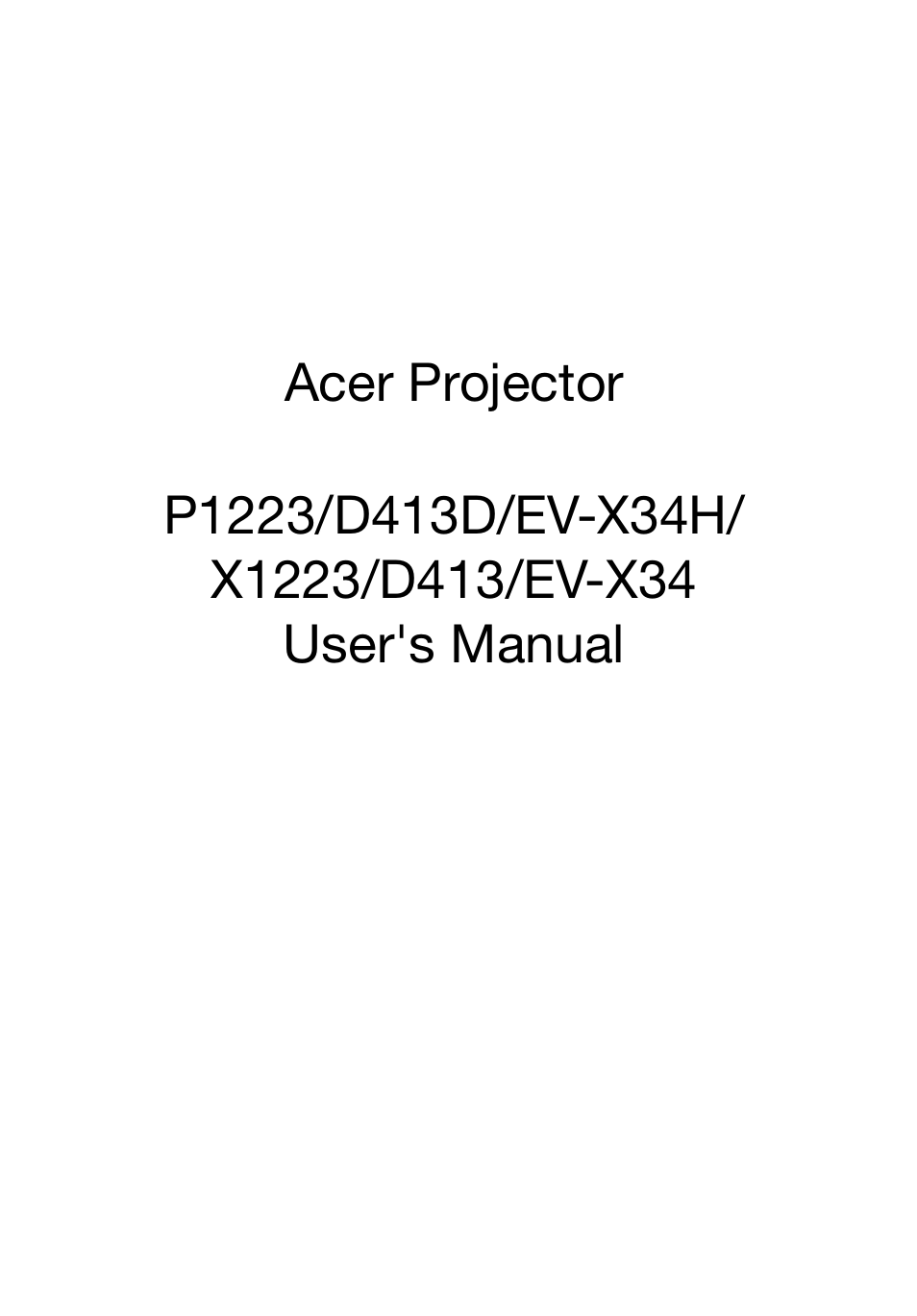 Acer P1223 User Manual | 64 pages