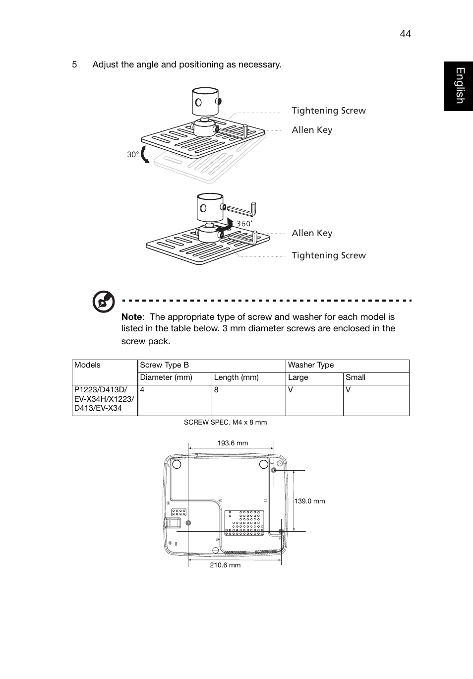 Eng lish english | Acer P1223 User Manual | Page 53 / 64