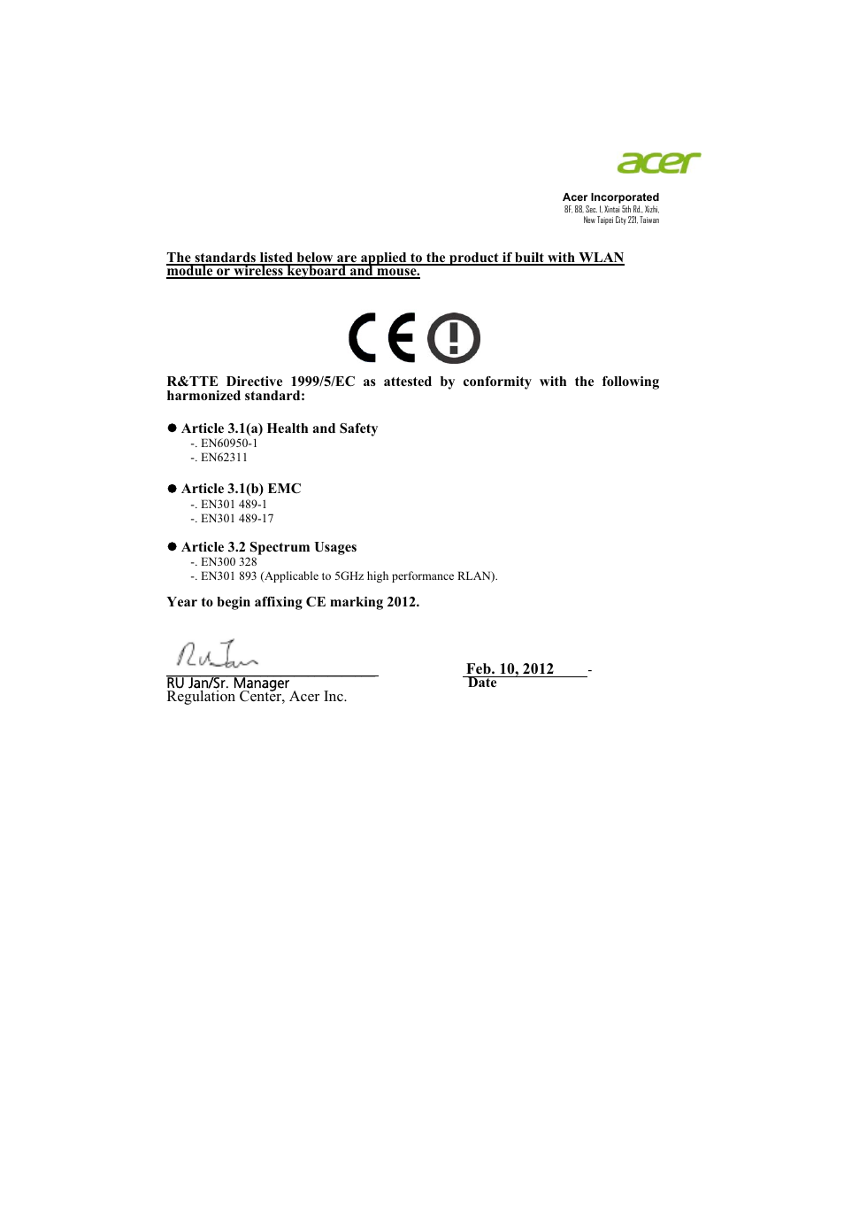 Acer P1223 User Manual | Page 63 / 64