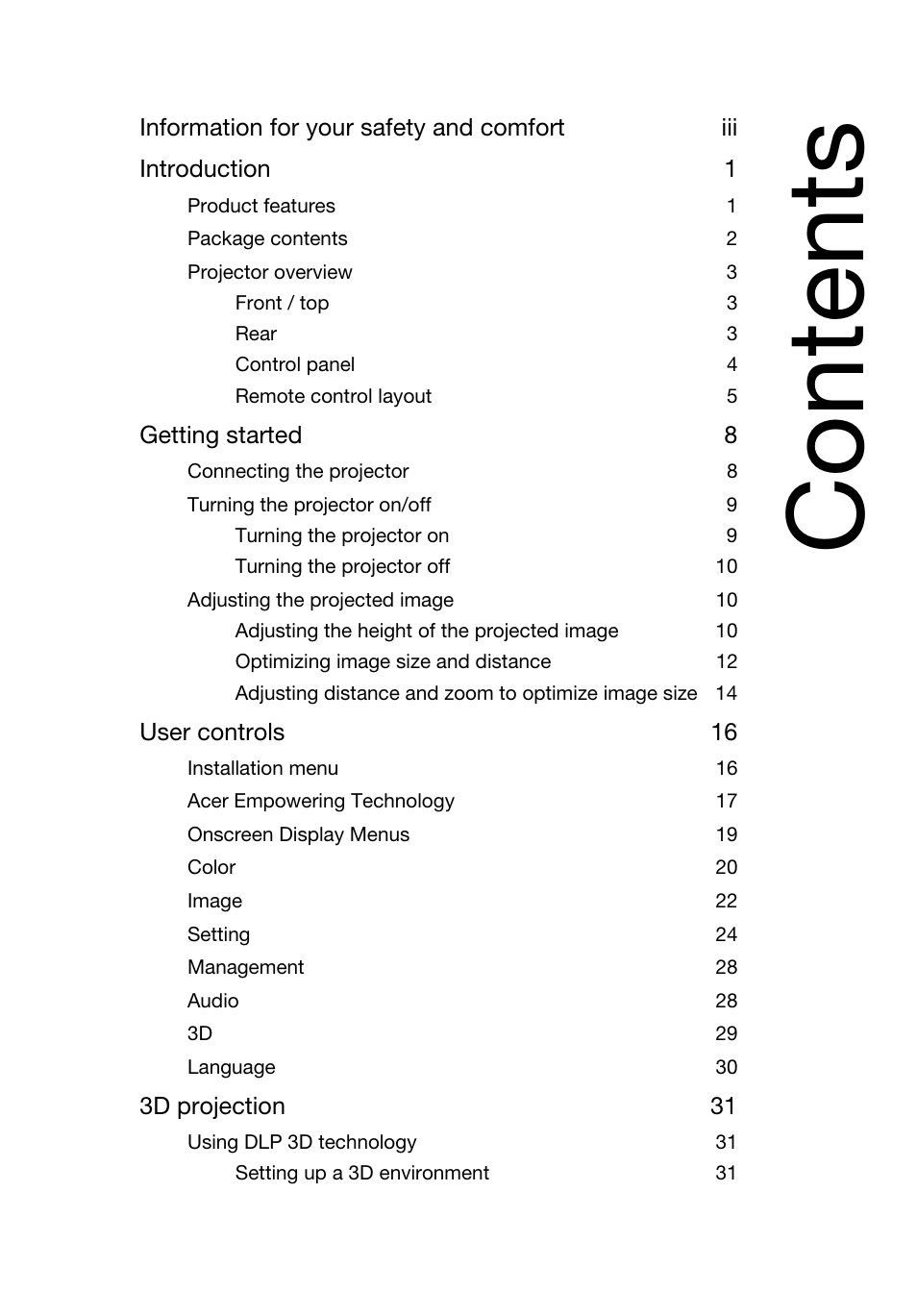 Acer P1223 User Manual | Page 8 / 64
