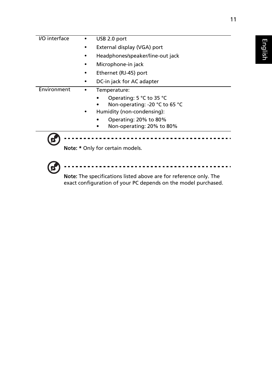 Acer Aspire 7315 User Manual | Page 11 / 11