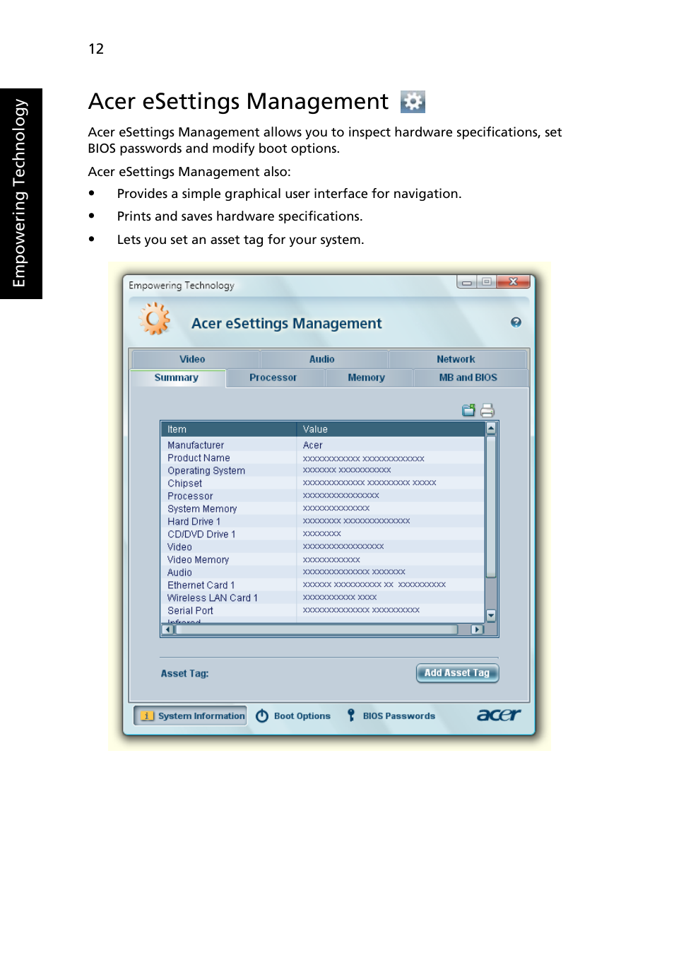 Acer esettings management | Acer Aspire 5540 User Manual | Page 30 / 116