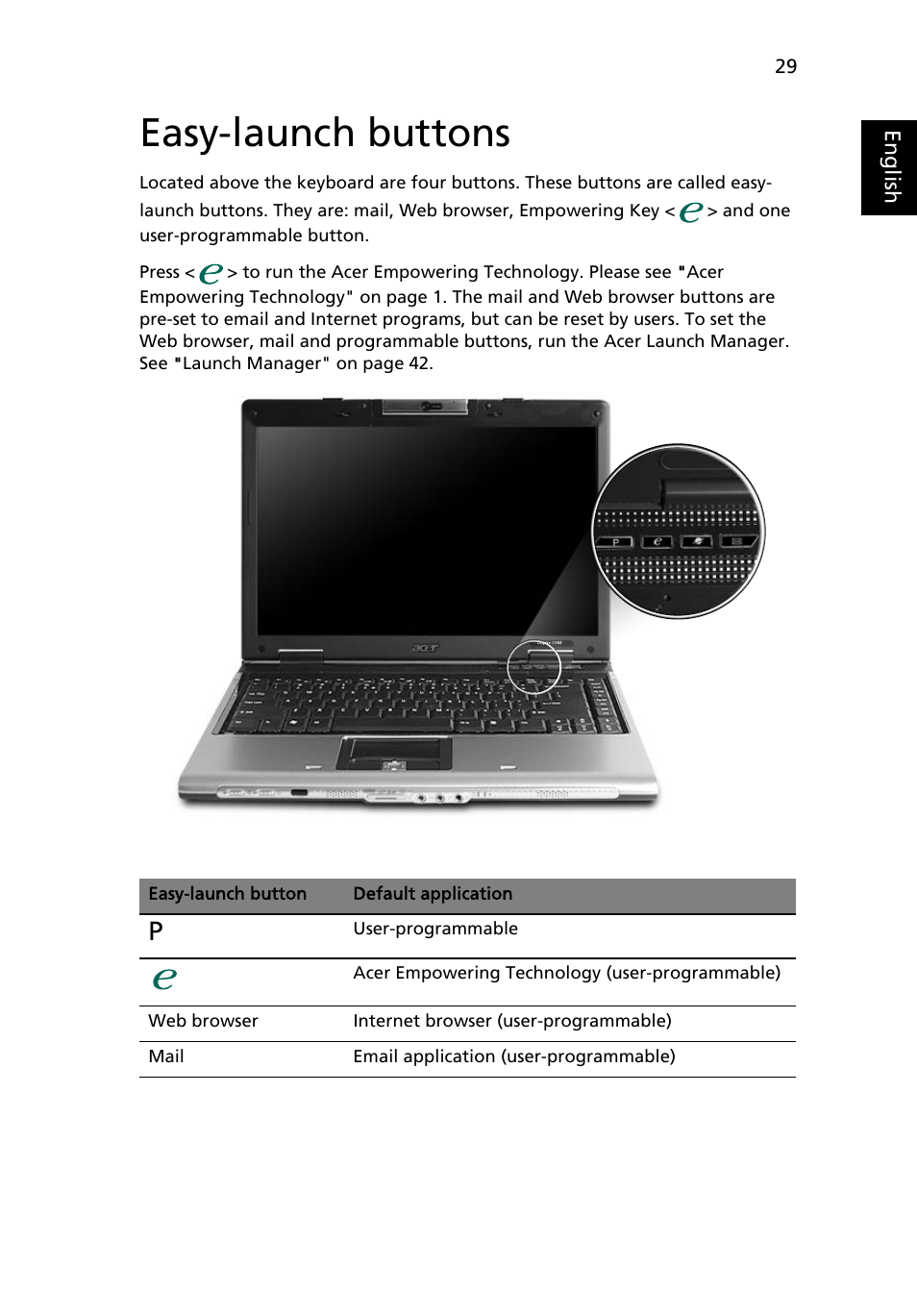 Easy-launch buttons | Acer Aspire 5540 User Manual | Page 47 / 116