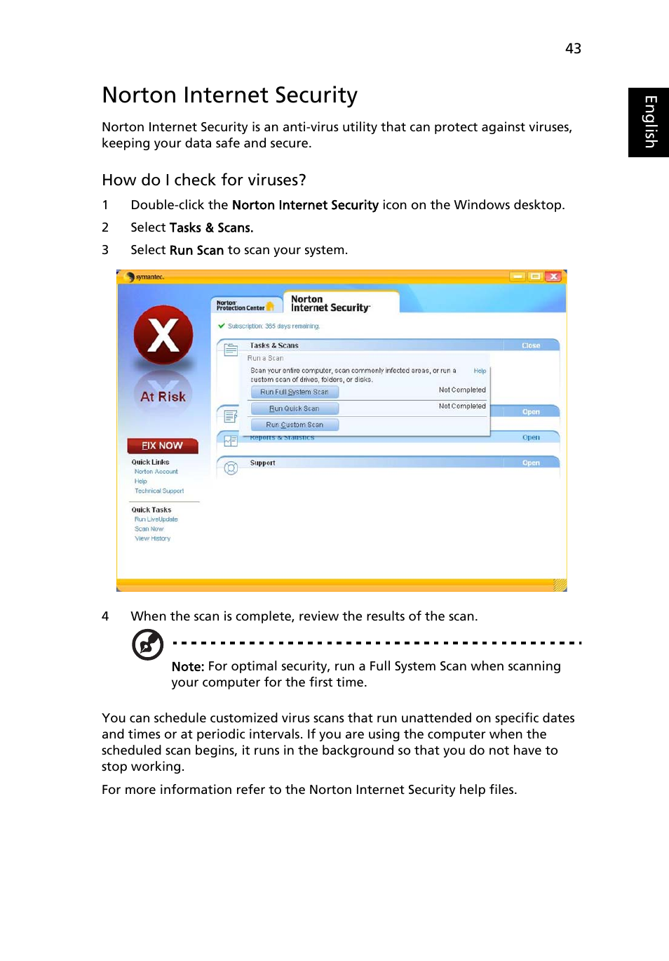 Norton internet security | Acer Aspire 5540 User Manual | Page 61 / 116