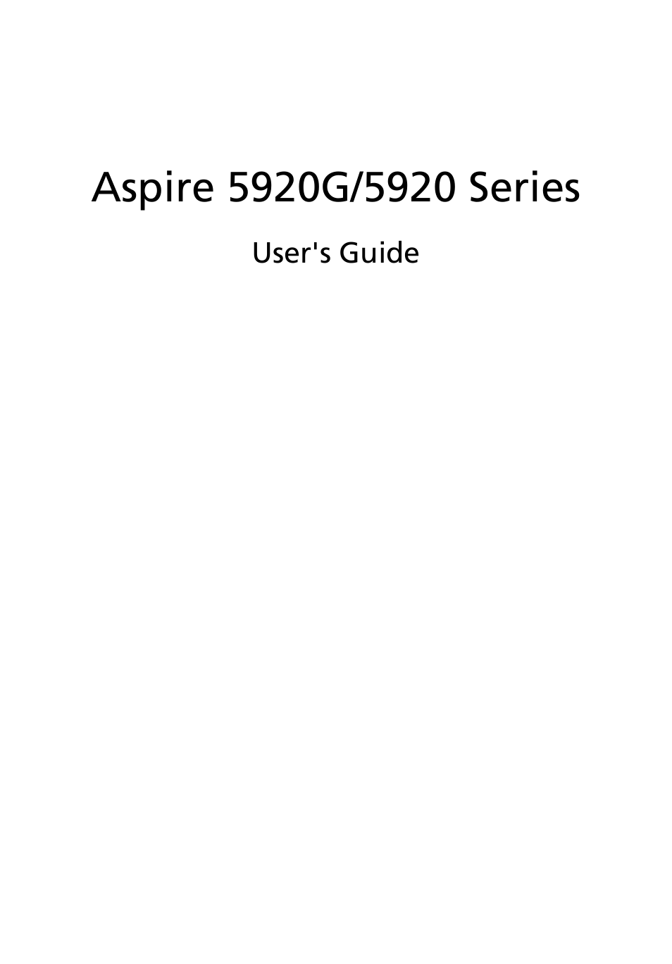 Acer Aspire 5920G User Manual | 120 pages