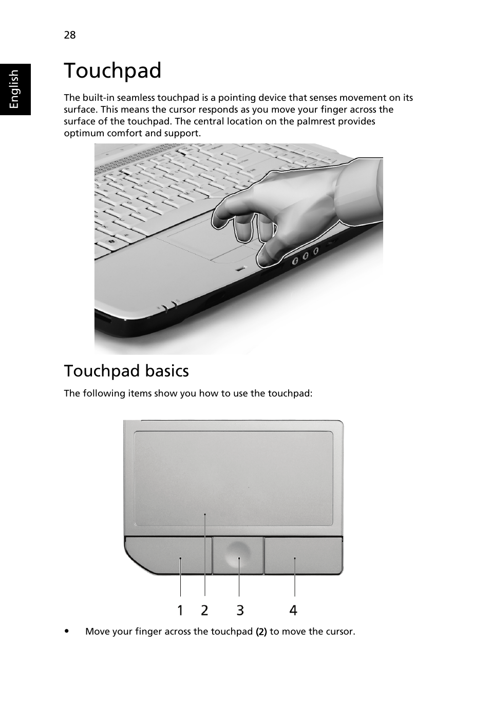 Touchpad, Touchpad basics | Acer Aspire 5920G User Manual | Page 48 / 120