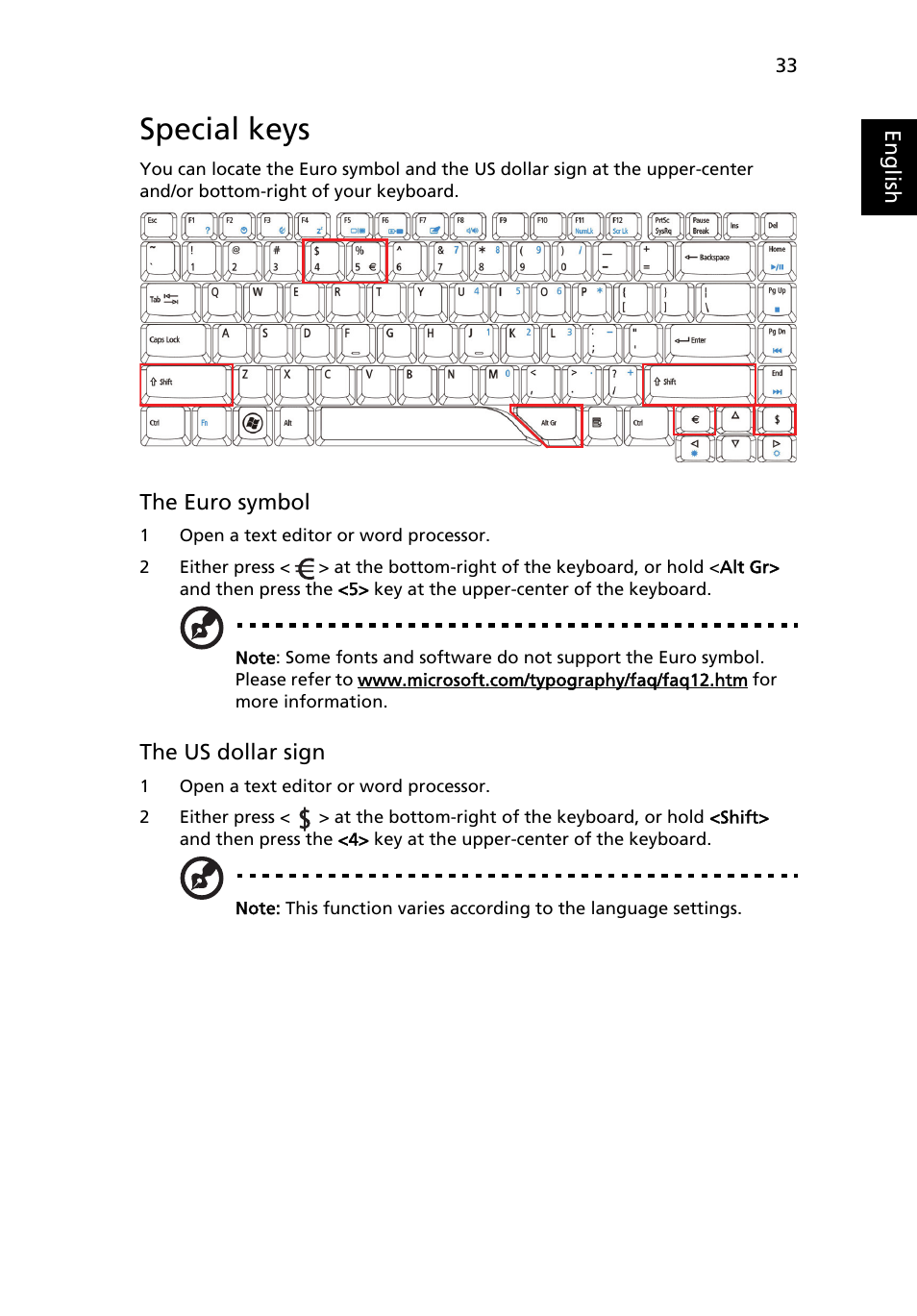 Special keys | Acer Aspire 5920G User Manual | Page 53 / 120