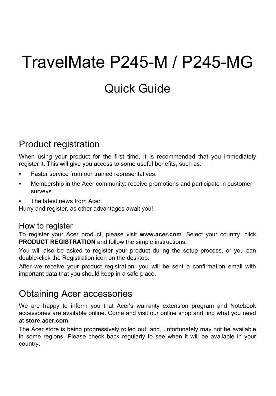 Acer TravelMate P245-M User Manual | 10 pages
