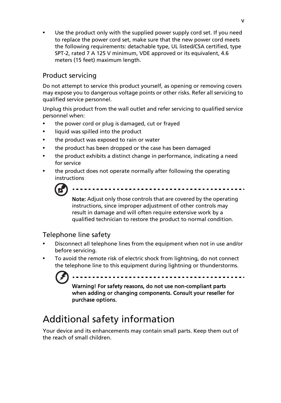 Additional safety information | Acer Aspire E700 User Manual | Page 5 / 30