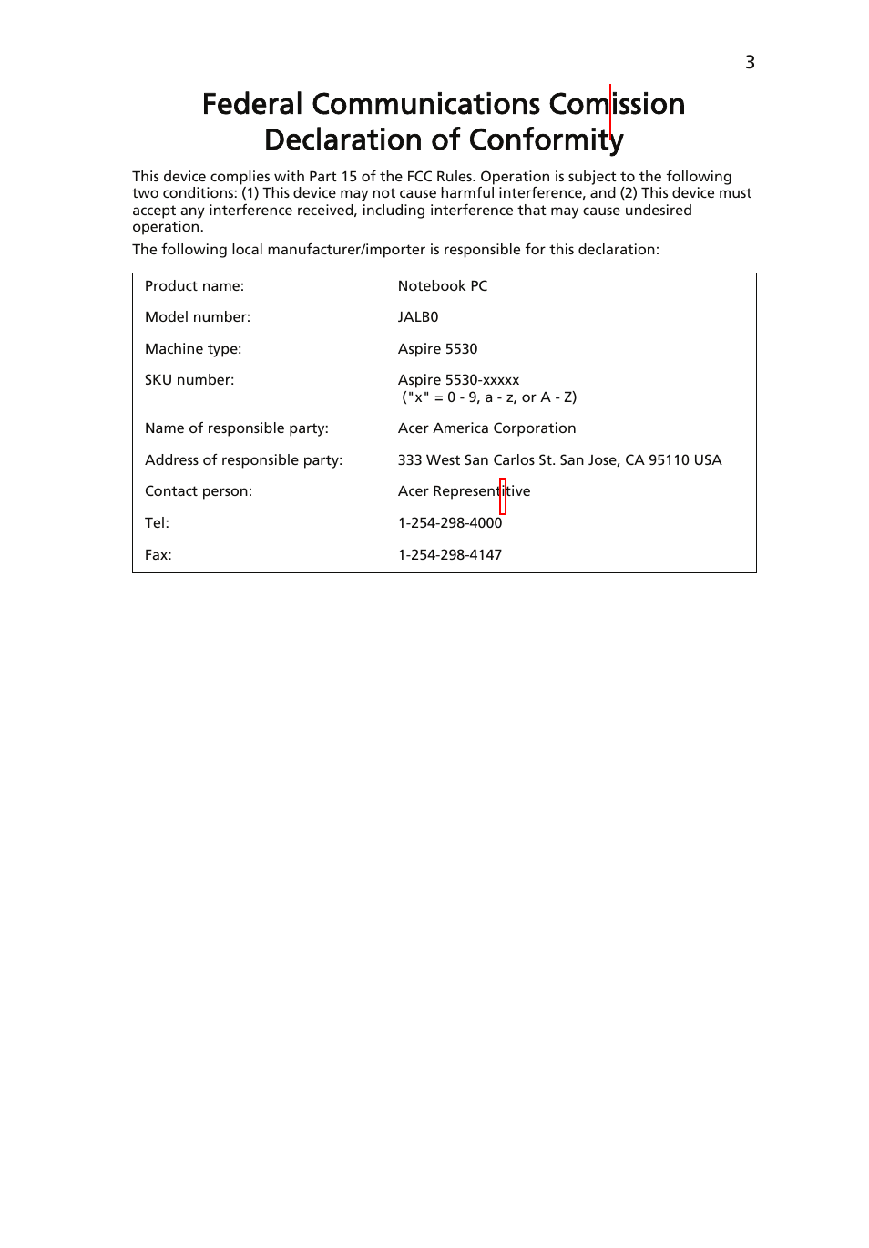 Acer Aspire 5530 User Manual | Page 3 / 15
