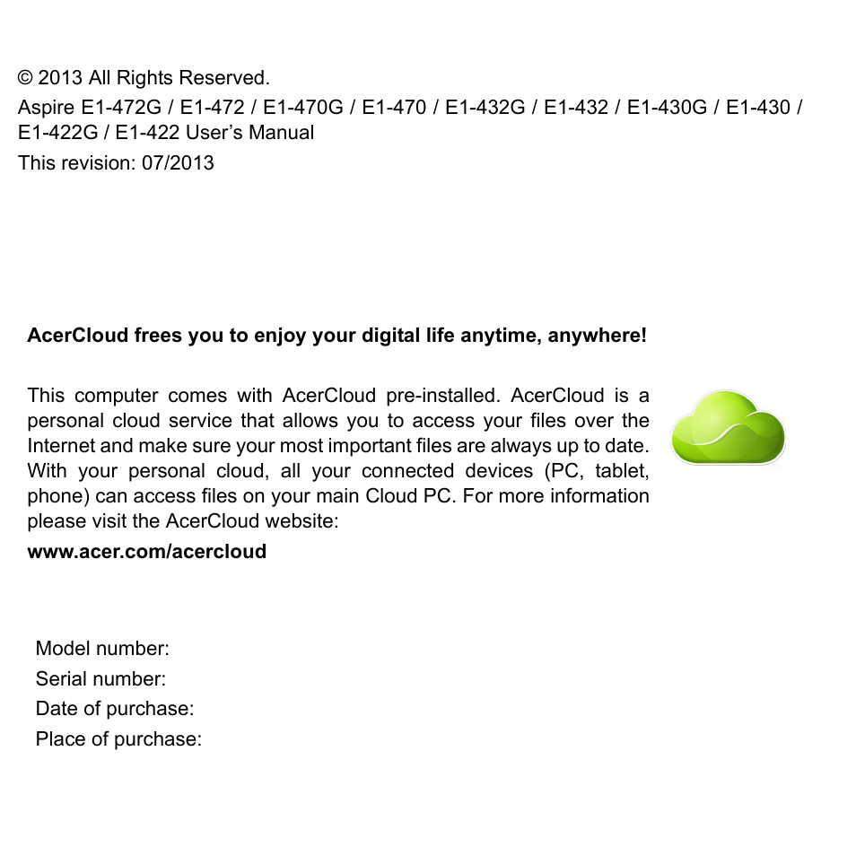 Acer Aspire E1-430P User Manual | Page 2 / 103