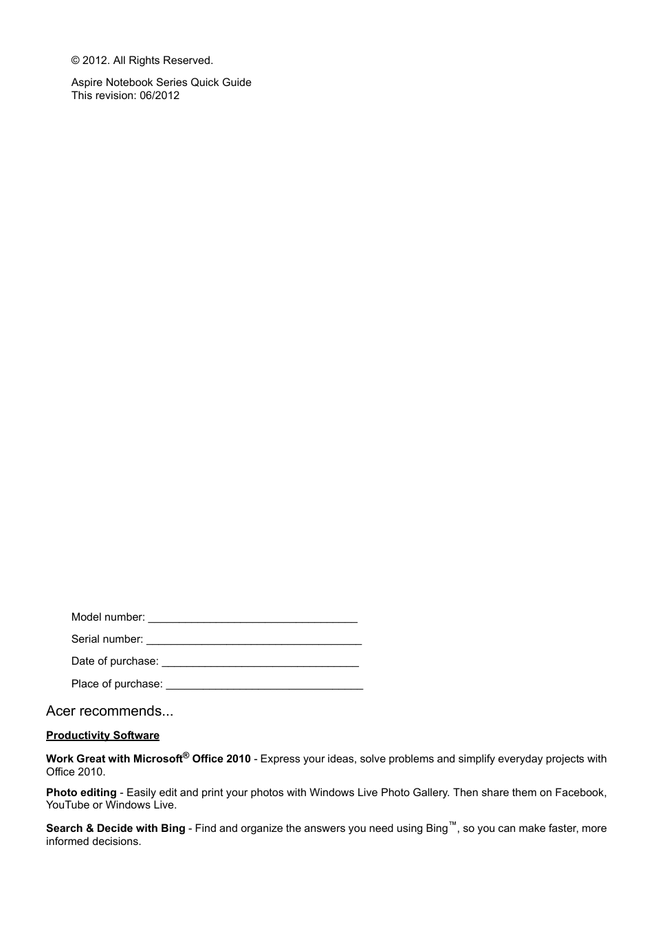 Acer recommends | Acer Aspire EC-471G User Manual | Page 2 / 11