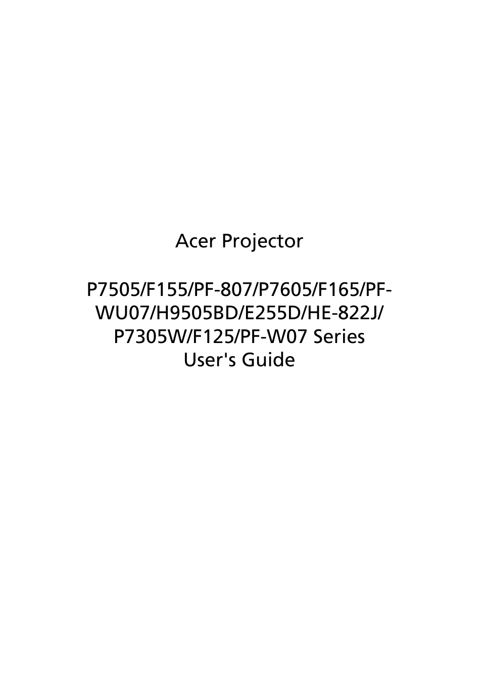 Acer P7605 User Manual | 67 pages