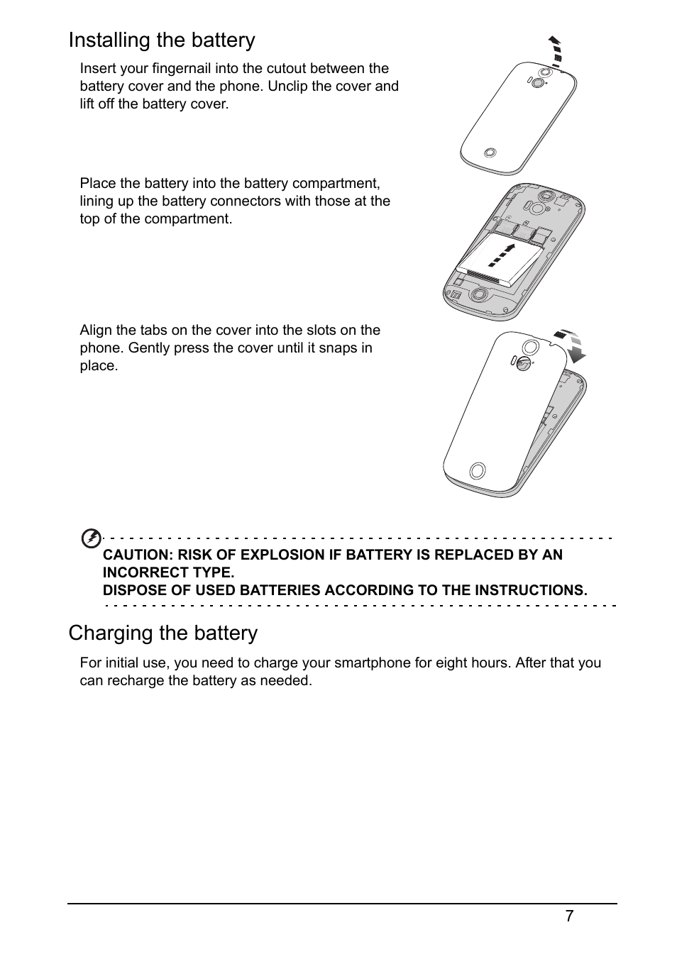 Installing the battery, Charging the battery | Acer V360 User Manual | Page 7 / 71