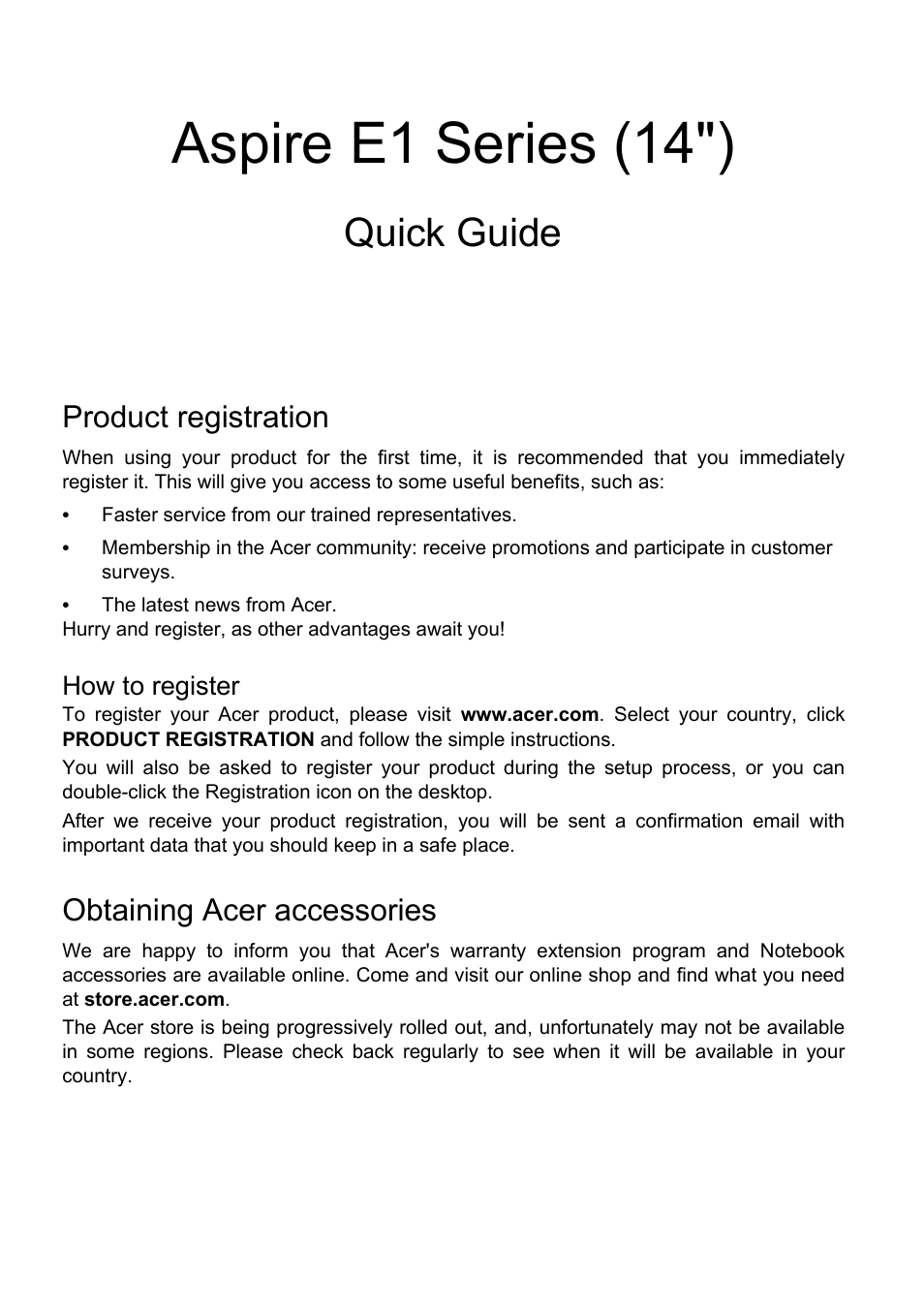 Acer Aspire E1-470G User Manual | 9 pages