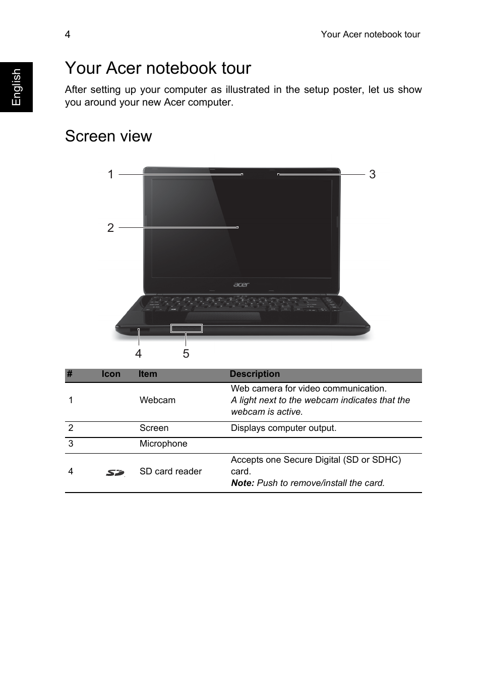 Screen view | Acer Aspire E1-470G User Manual | Page 4 / 9