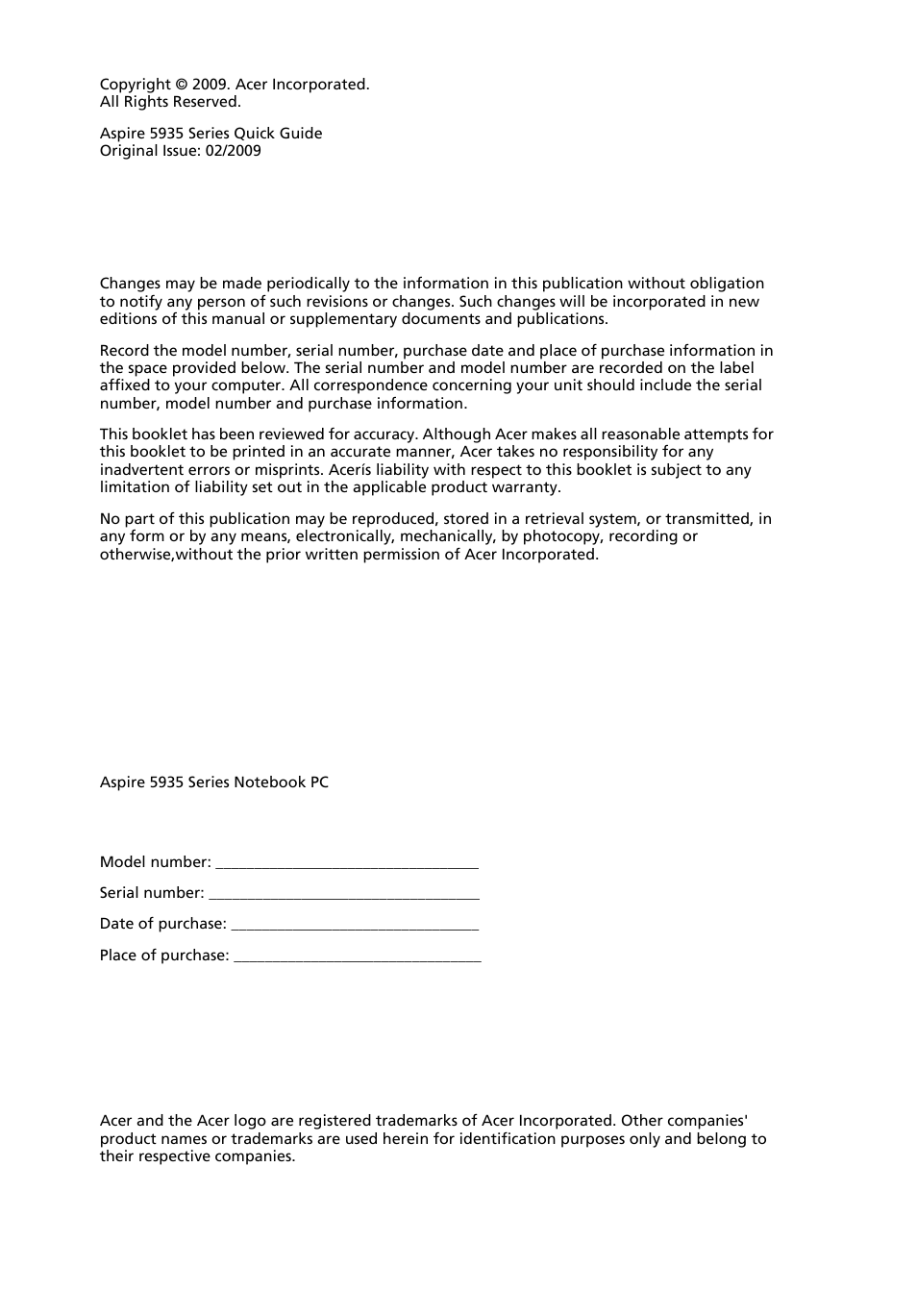 Acer Aspire 5935G User Manual | Page 2 / 13