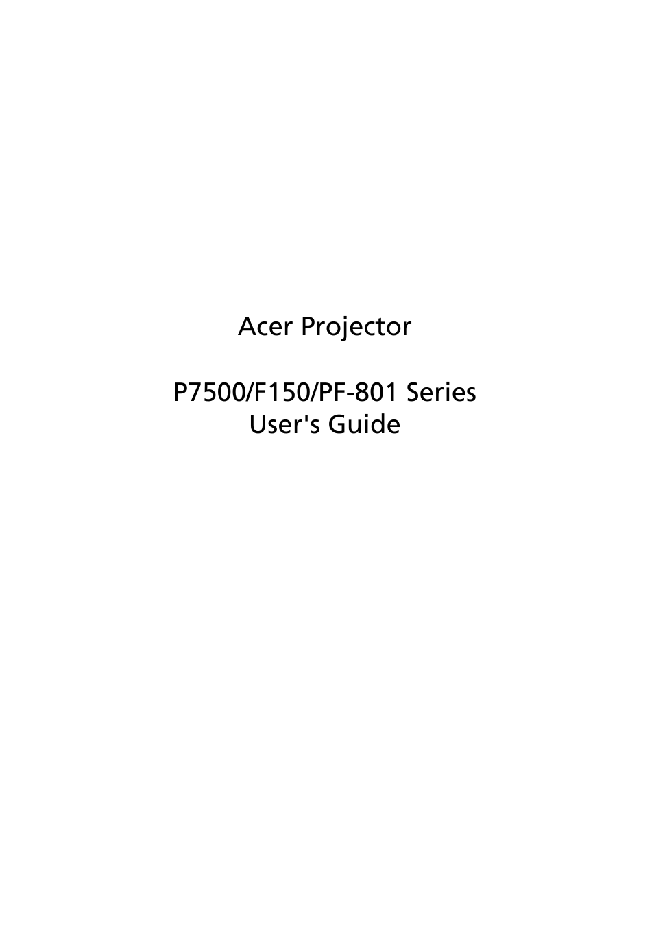 Acer P7500 User Manual | 61 pages