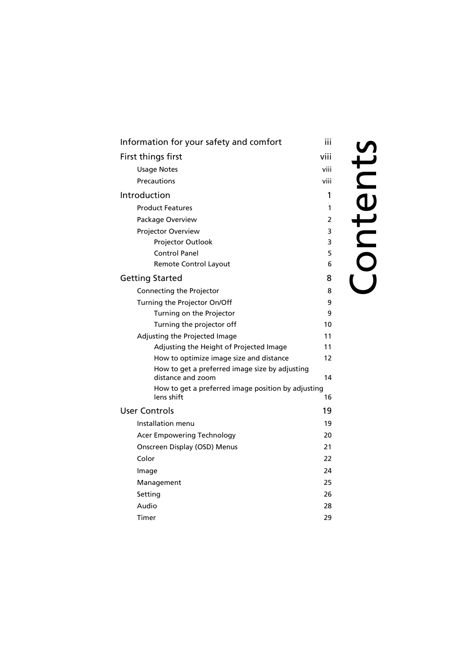 Acer P7500 User Manual | Page 9 / 61