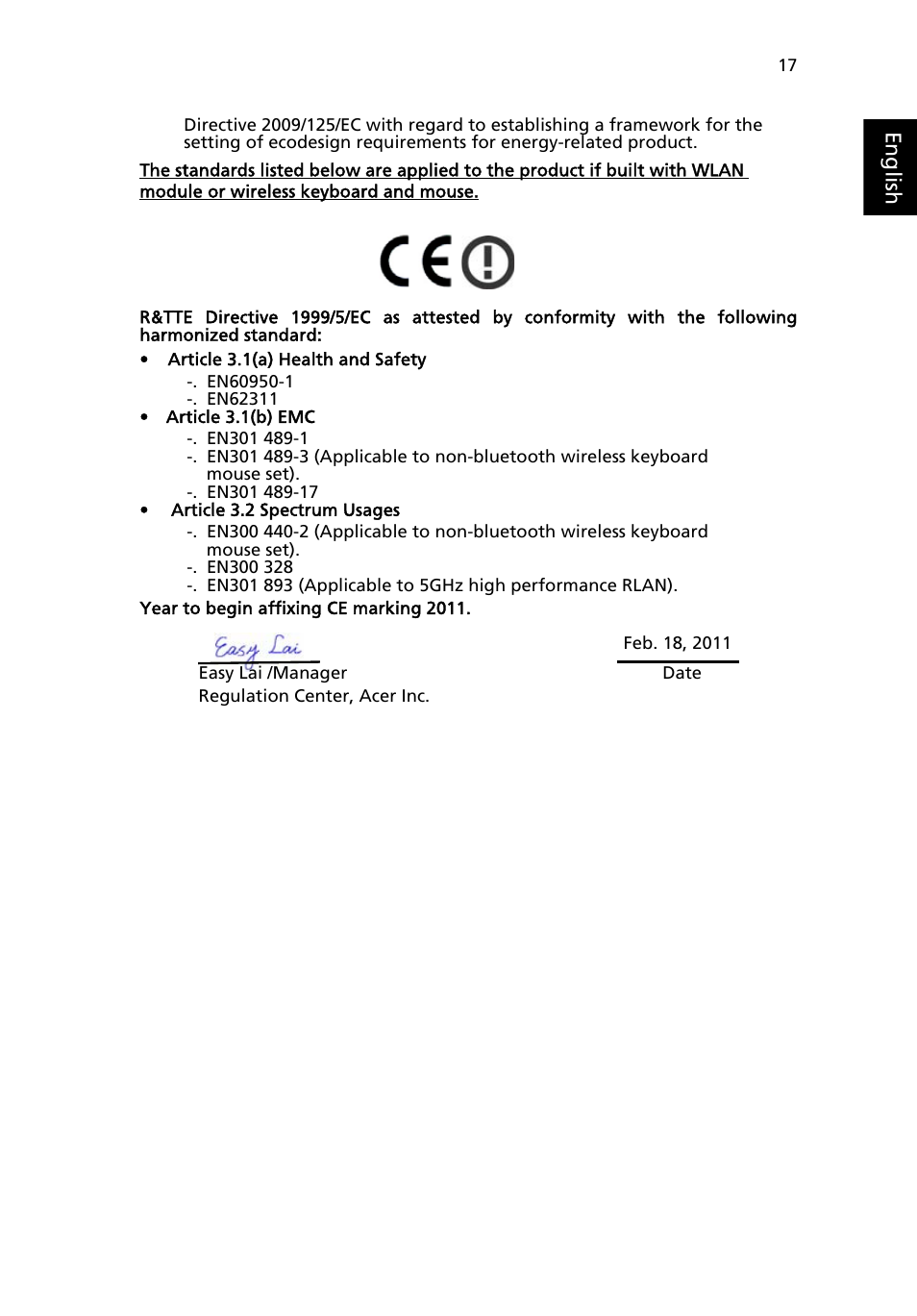 Englis h | Acer Aspire Z5801 User Manual | Page 27 / 29