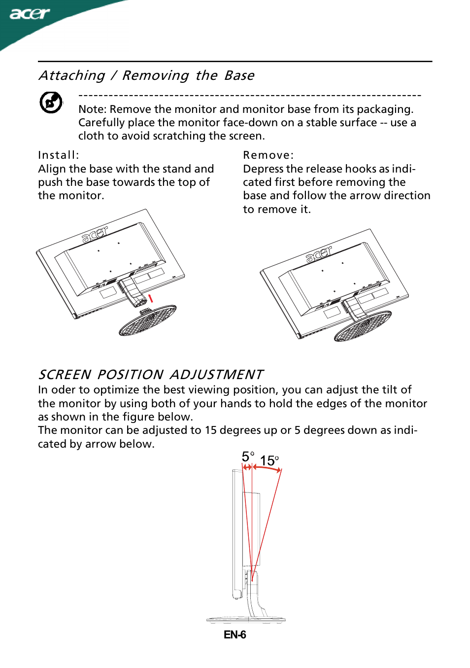 Acer A231H User Manual | Page 8 / 23