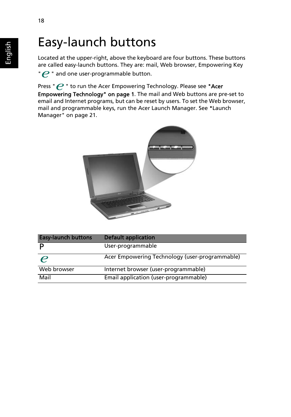 Easy-launch buttons | Acer TravelMate 4100 User Manual | Page 28 / 76