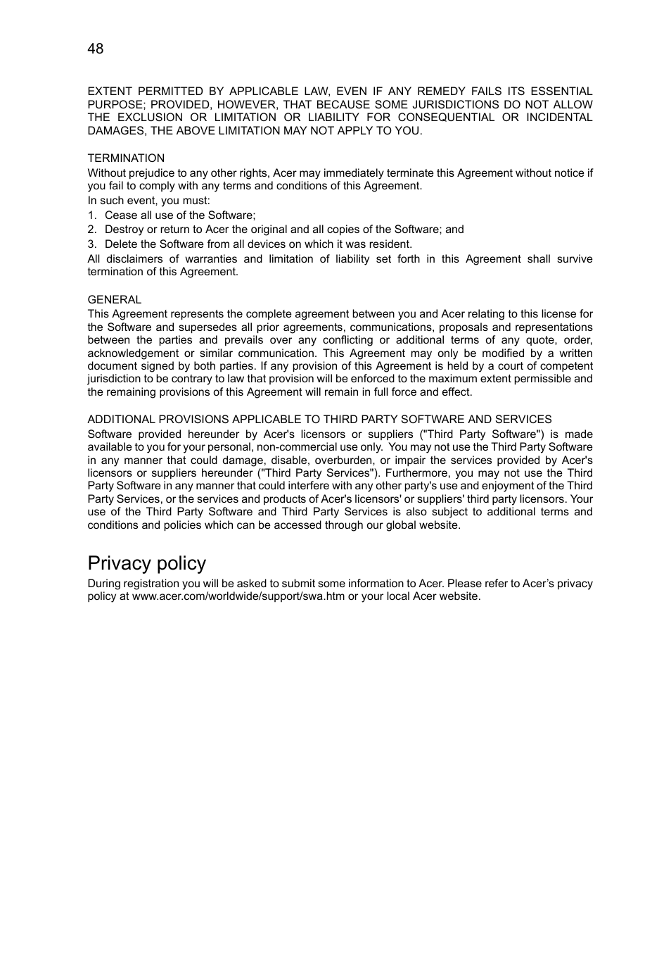 Privacy policy | Acer B1-710 User Manual | Page 48 / 48