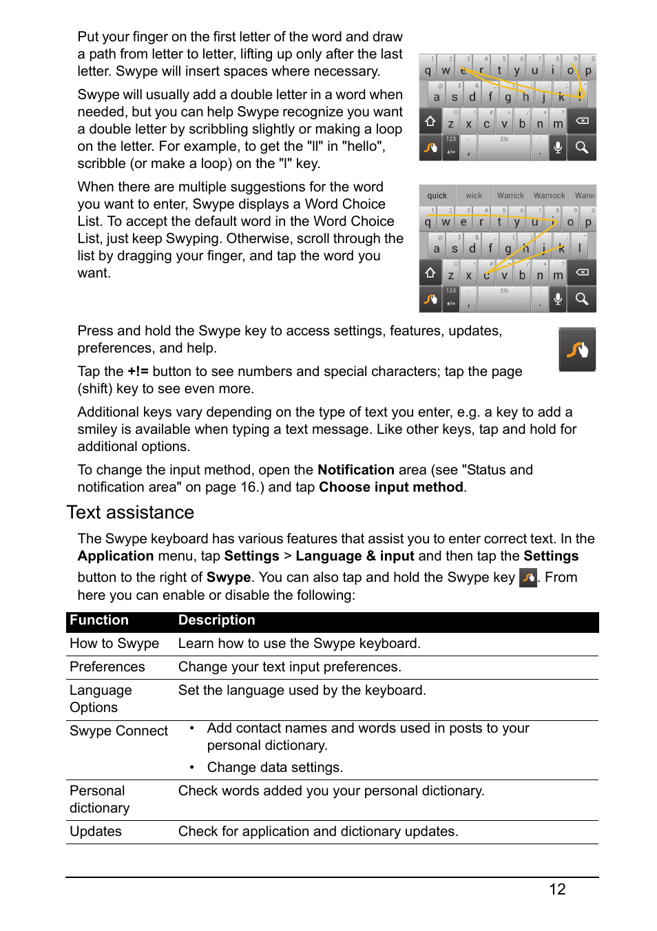 Text assistance | Acer Z120 User Manual | Page 12 / 63