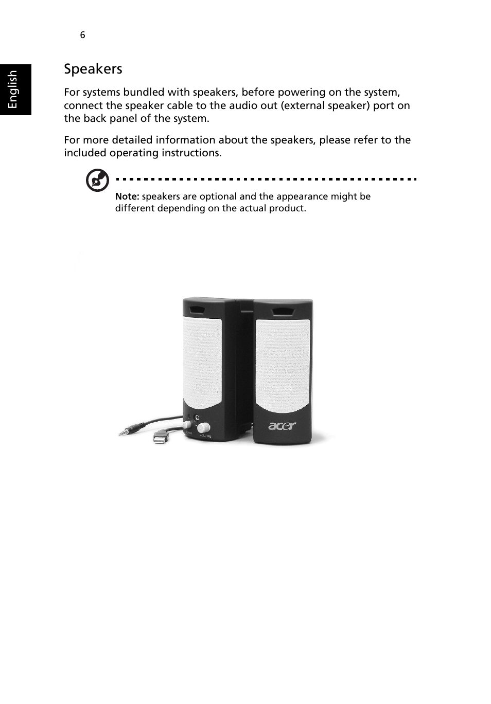 Speakers | Acer AcerPower F3 User Manual | Page 10 / 24