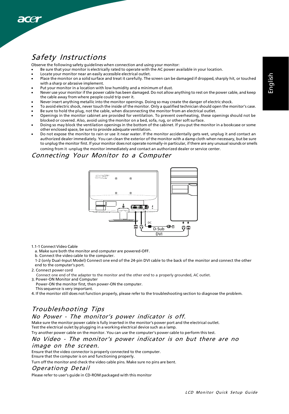 Acer S181HL User Manual | 3 pages