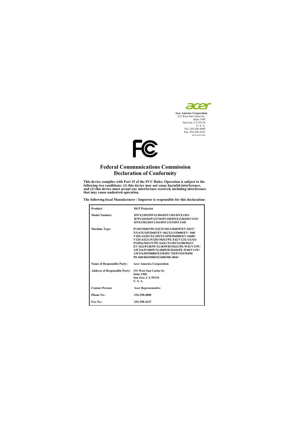 Acer X113H User Manual | Page 70 / 70