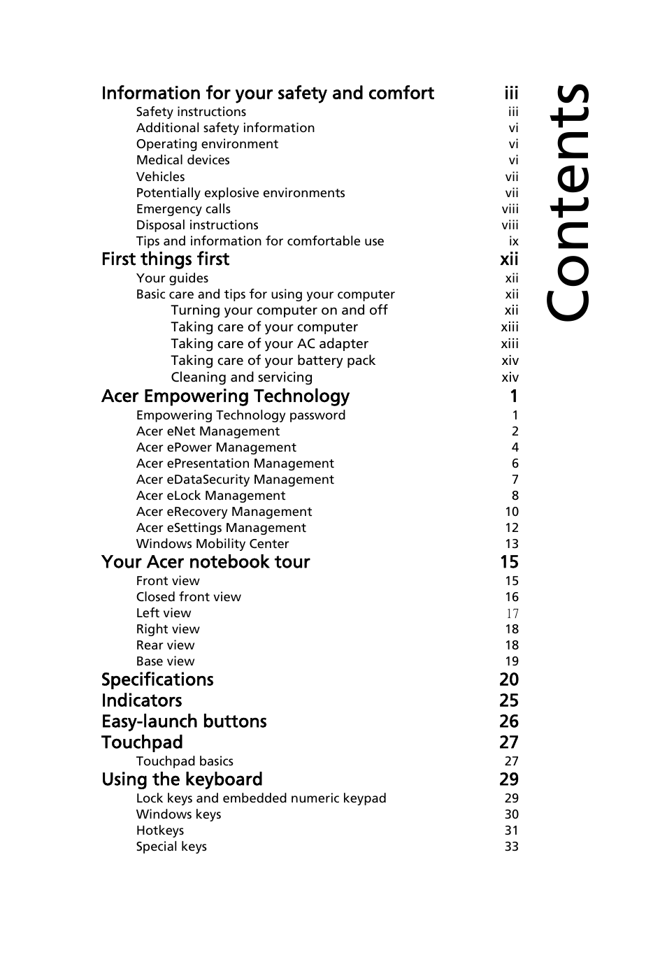 Acer TravelMate 3040 User Manual | Page 15 / 110