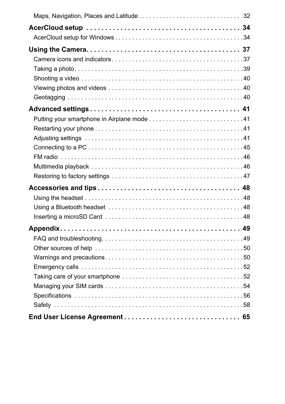 Acer V370 User Manual | Page 4 / 66