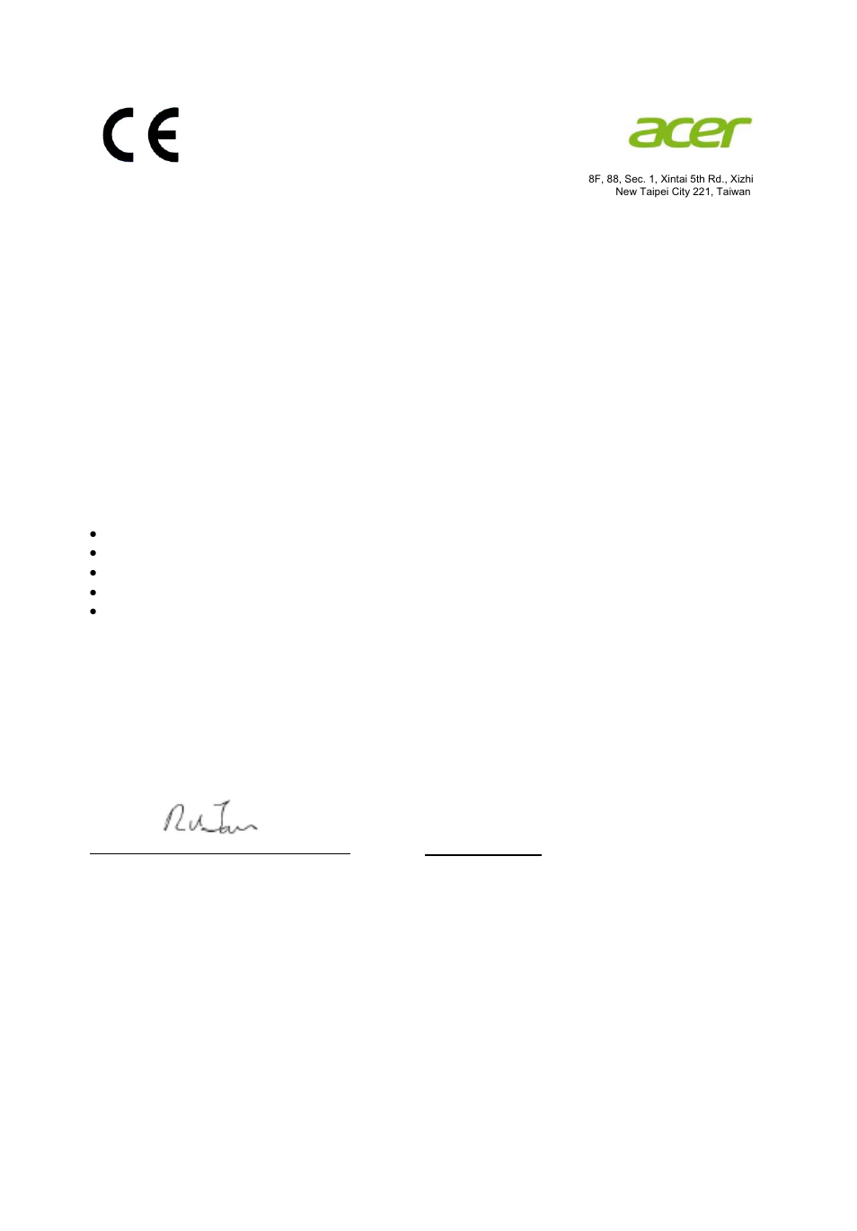 Declaration of conformity | Acer B296CL User Manual | Page 10 / 28